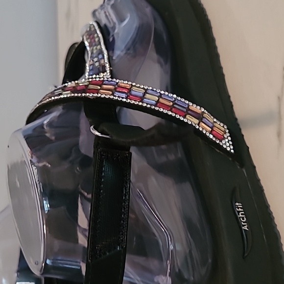 Skechers ArchFit Cali Rhinestones Thong Sandals Wmns 9 Bedazzled Summer Beach - Picture 5 of 10